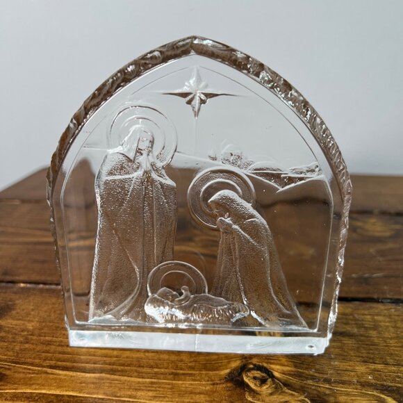 Nativity Scene Clear Lead Crystal Avon Glass Figurine Christmas - Picture 5 of 10